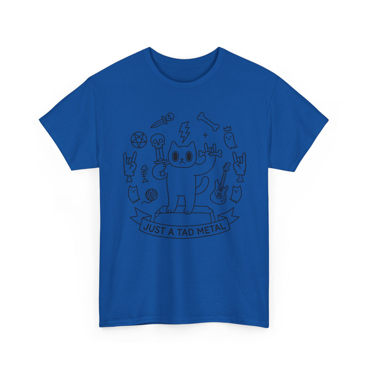 Just A Tad Metal Cat T-Shirt — Funny Heavy Metal Rocker Feline Tee