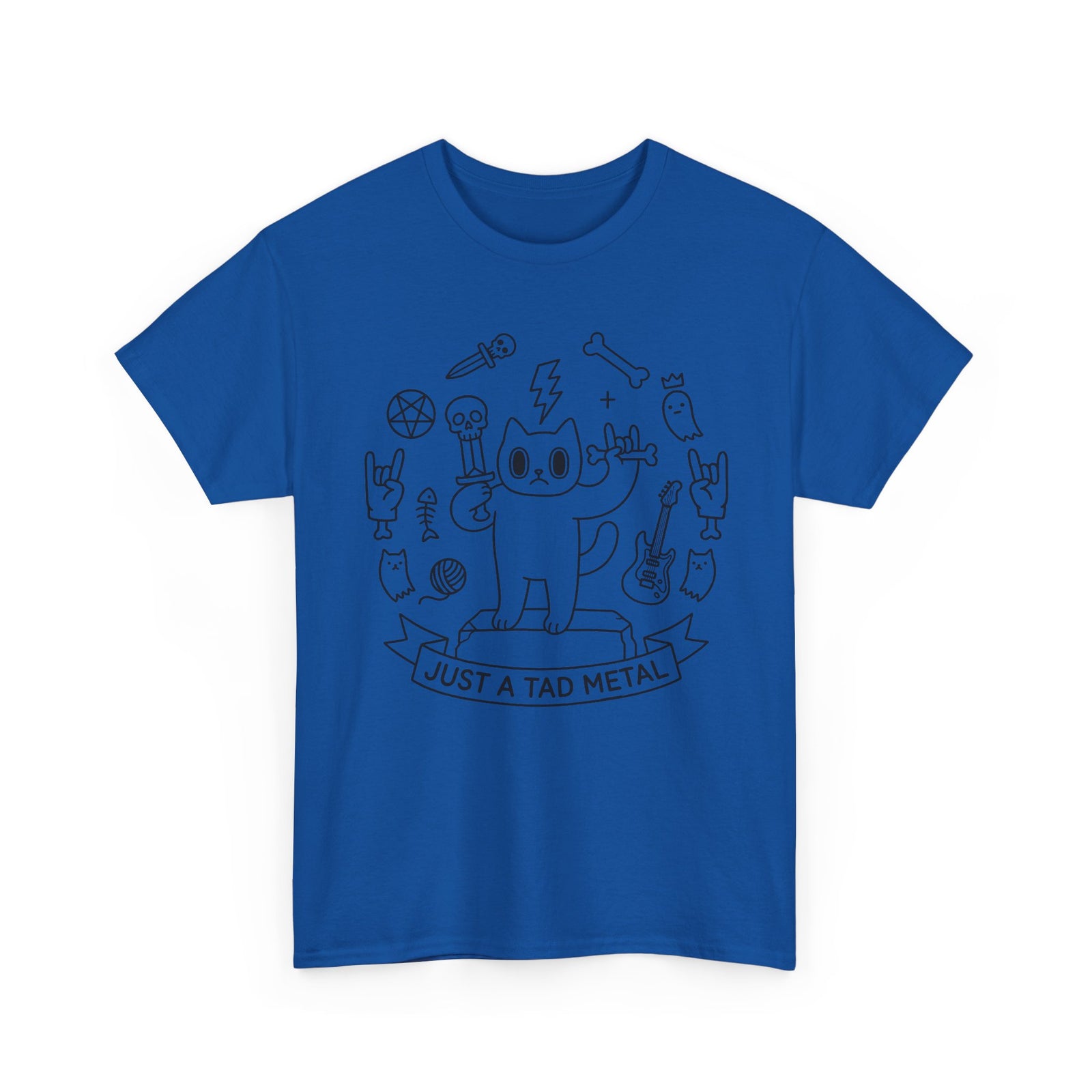 Just A Tad Metal Cat T-Shirt — Funny Heavy Metal Rocker Feline Tee
