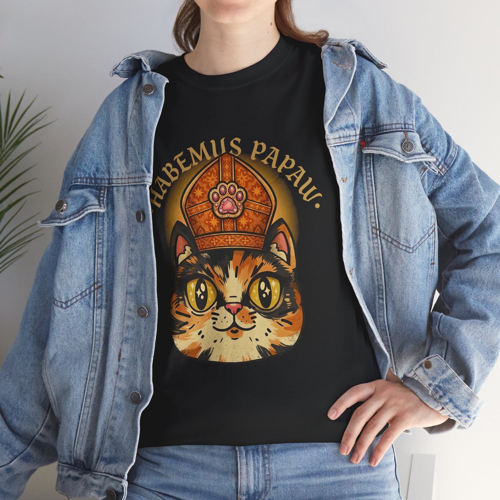 Funny 'Habemus Papaw' Catholic Kitten T-Shirt — Pope Cat Graphic Tee