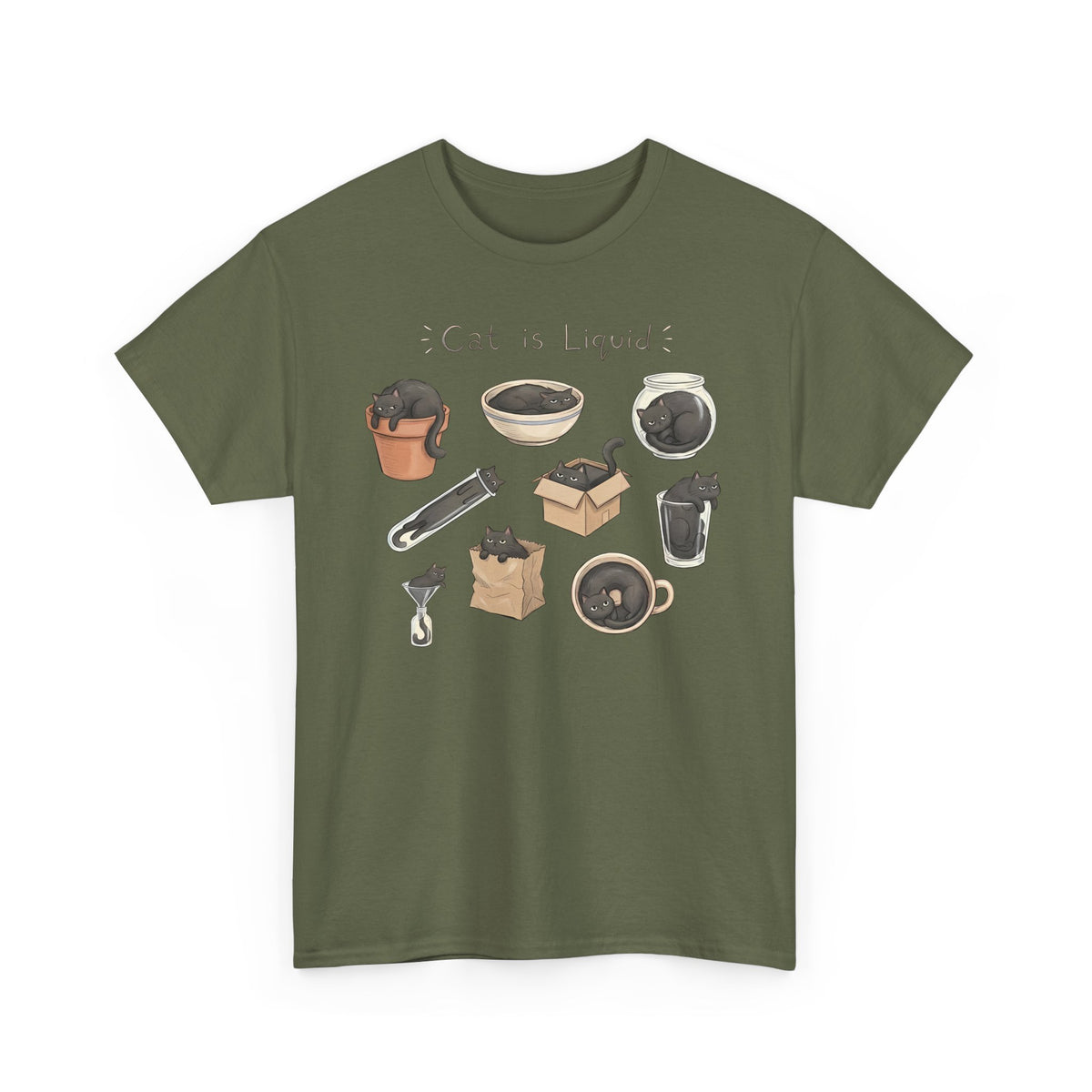 Cat Is Liquid T-Shirt — Funny Cat Meme Tee for Cat Lovers