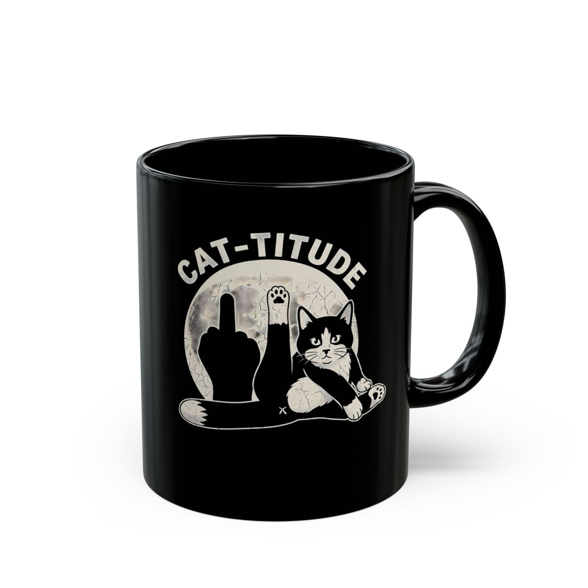 Cattitude Black Mug — Funny Cat Attitude Mug