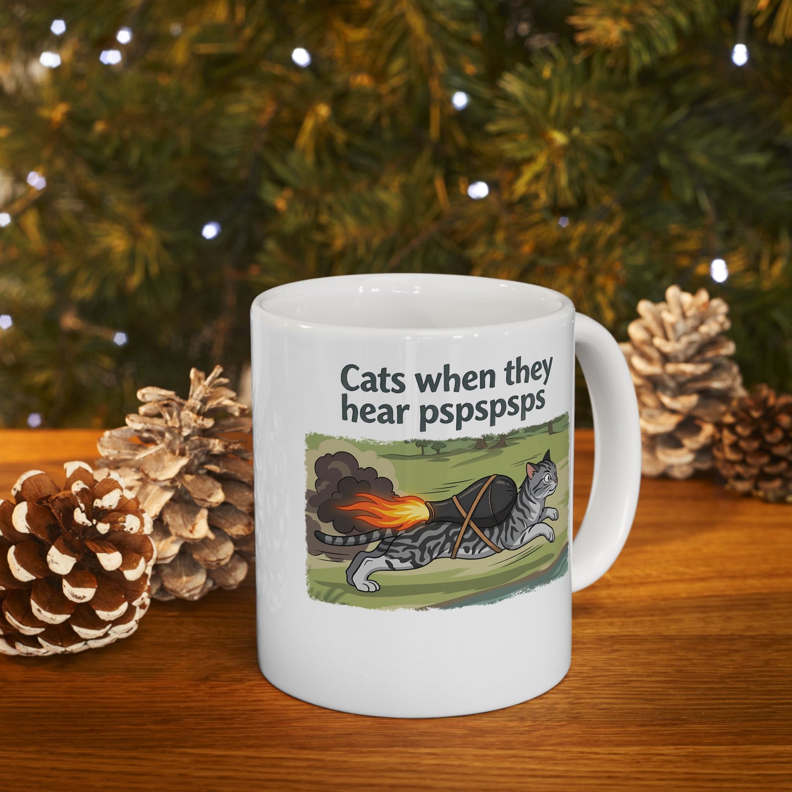 Cats When They Heard 'pspspsps' Ceramic Mug