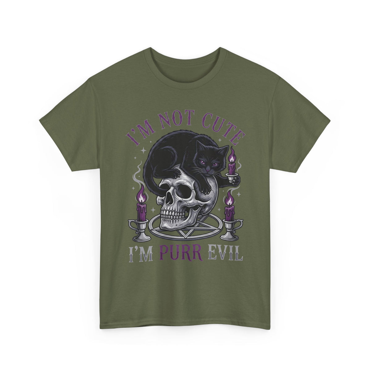 I'm Not Cute I'm Purr Evil T-Shirt – Gothic Cat Skull Tee