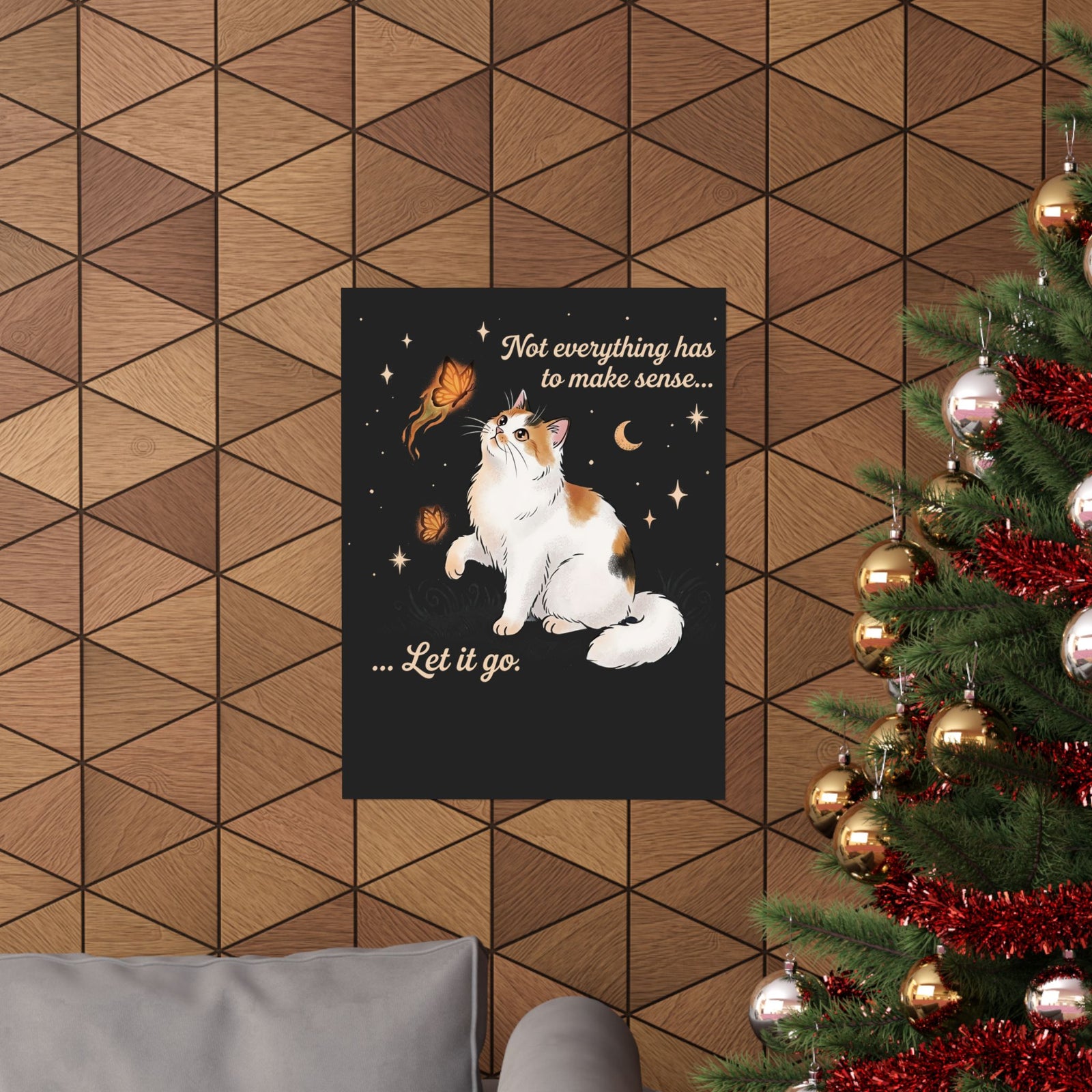 Vintage Whimsical Cat Poster — Spiritual Quote Graphic Poster