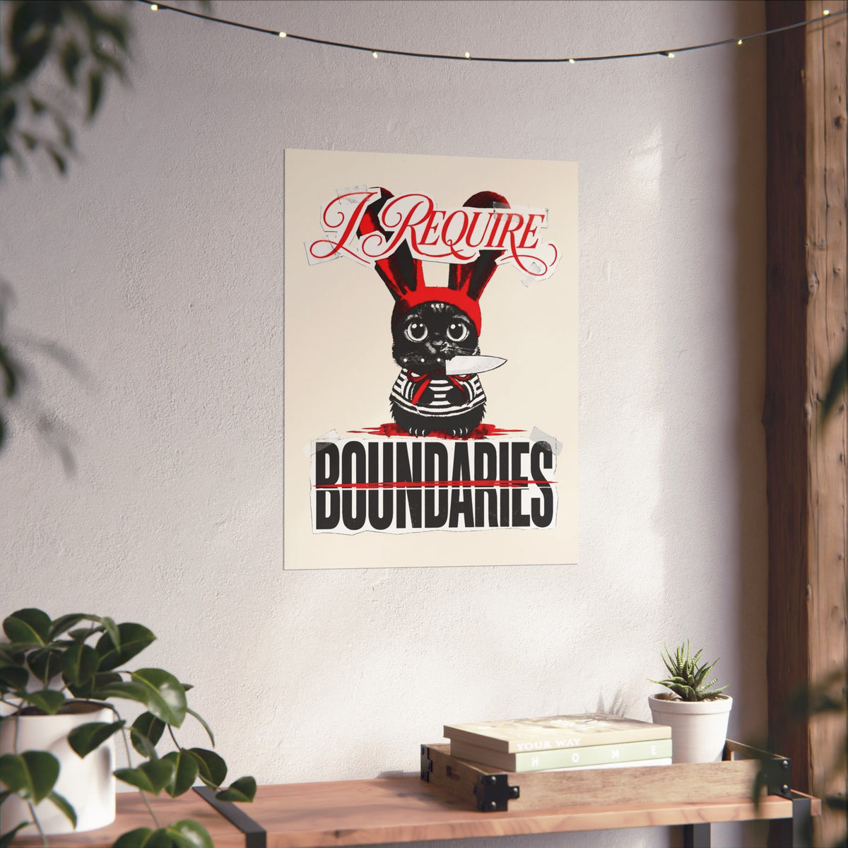 I Require Boundaries Poster — Funny Creepy Cute Cat Knife Poster