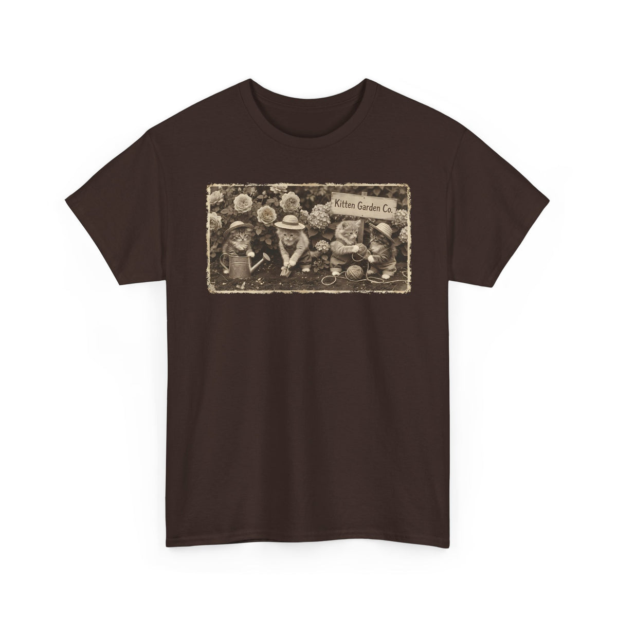 Vintage Kittens in the Garden T-Shirt — Cute Floral Cat Tee
