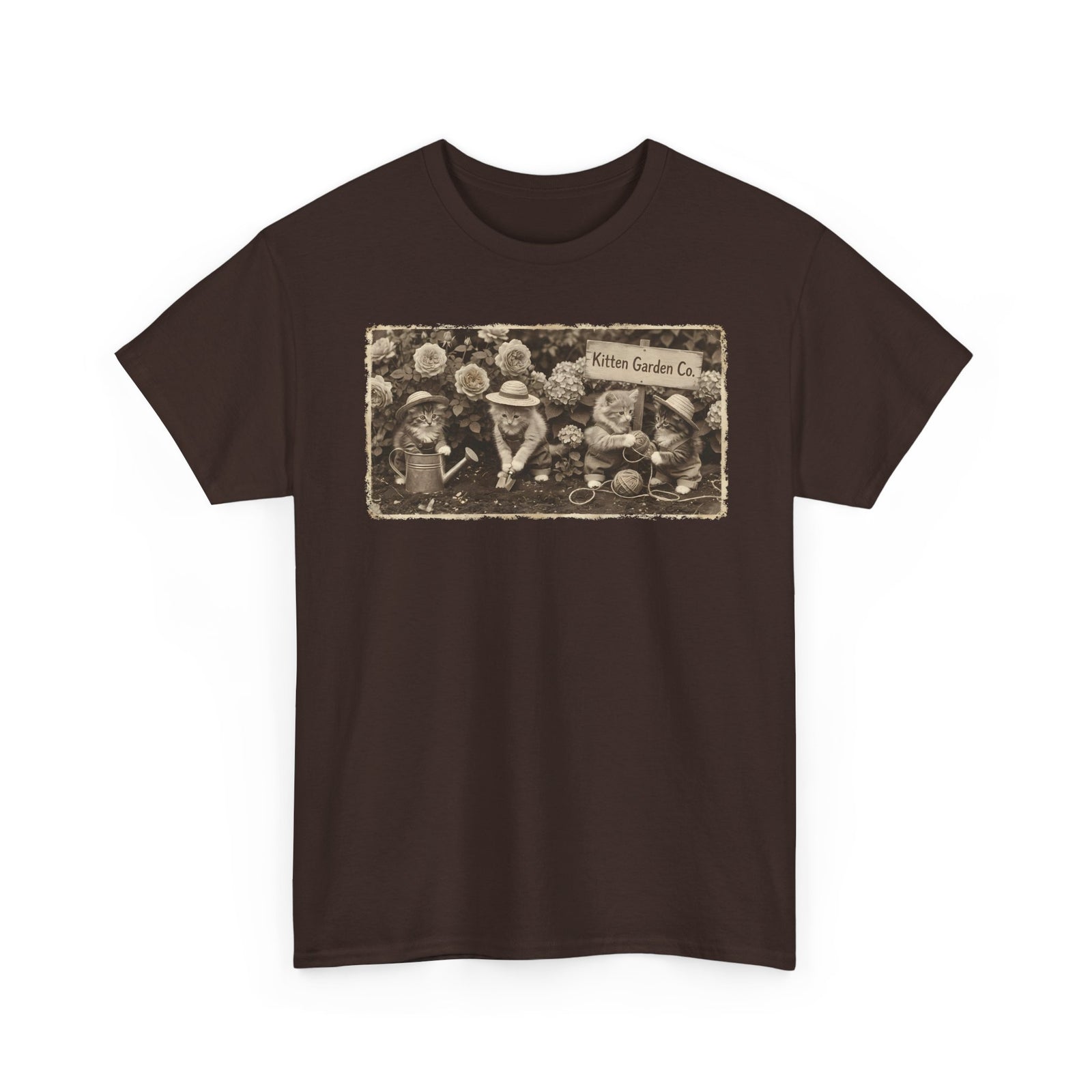 Vintage Kittens in the Garden T-Shirt — Cute Floral Cat Tee