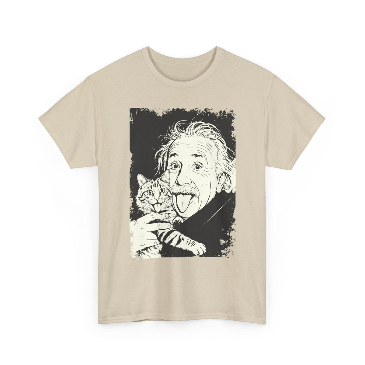Einstein & Cat Graphic Tee — Funny Retro Science T-Shirt