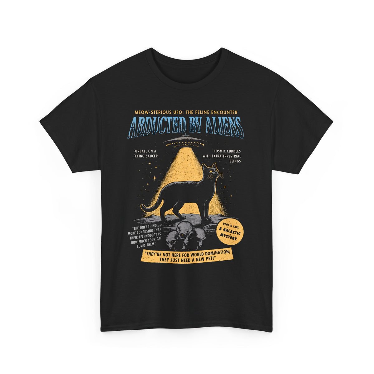 Abducted by Aliens Black Cat T-Shirt — Cute UFO Cat Tee