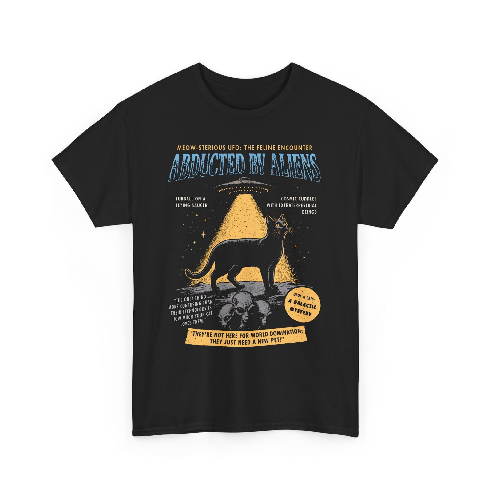 Abducted by Aliens Black Cat T-Shirt — Cute UFO Cat Tee