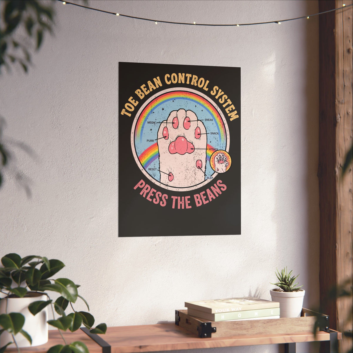 Toe Bean Control System Poster — Funny Cat Paw Infographic Poster