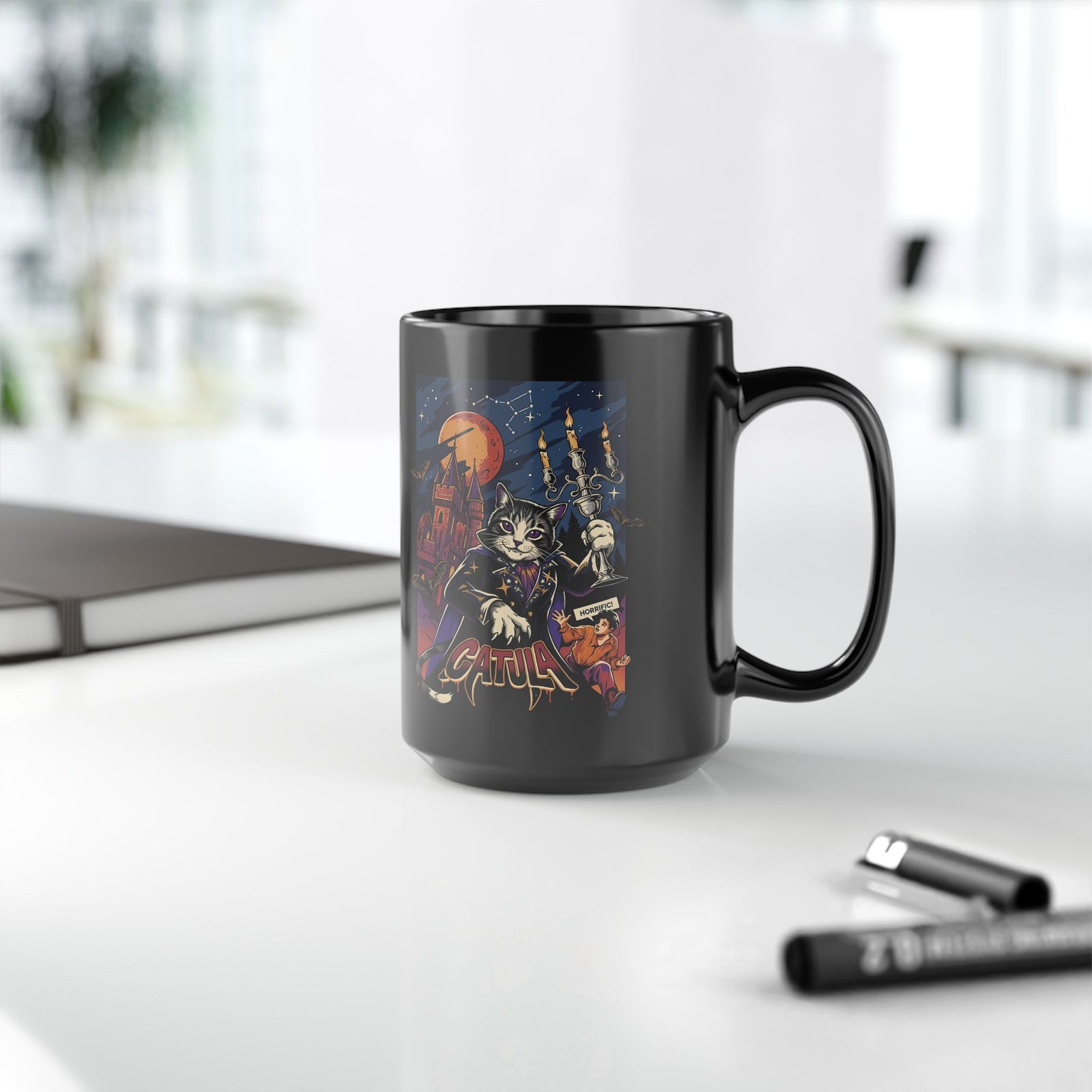 Catula Cat Dracula Black Mug