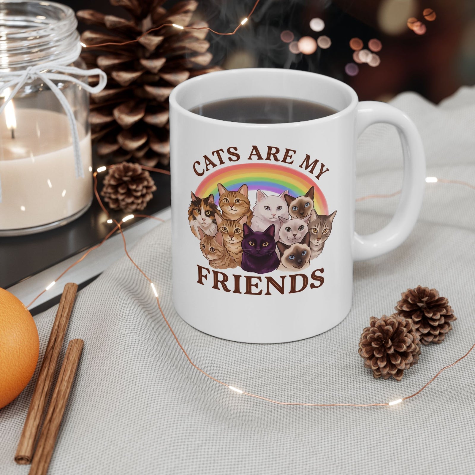 Cats Are My Friends Ceramic Mug — Funny Cat Lover Mug