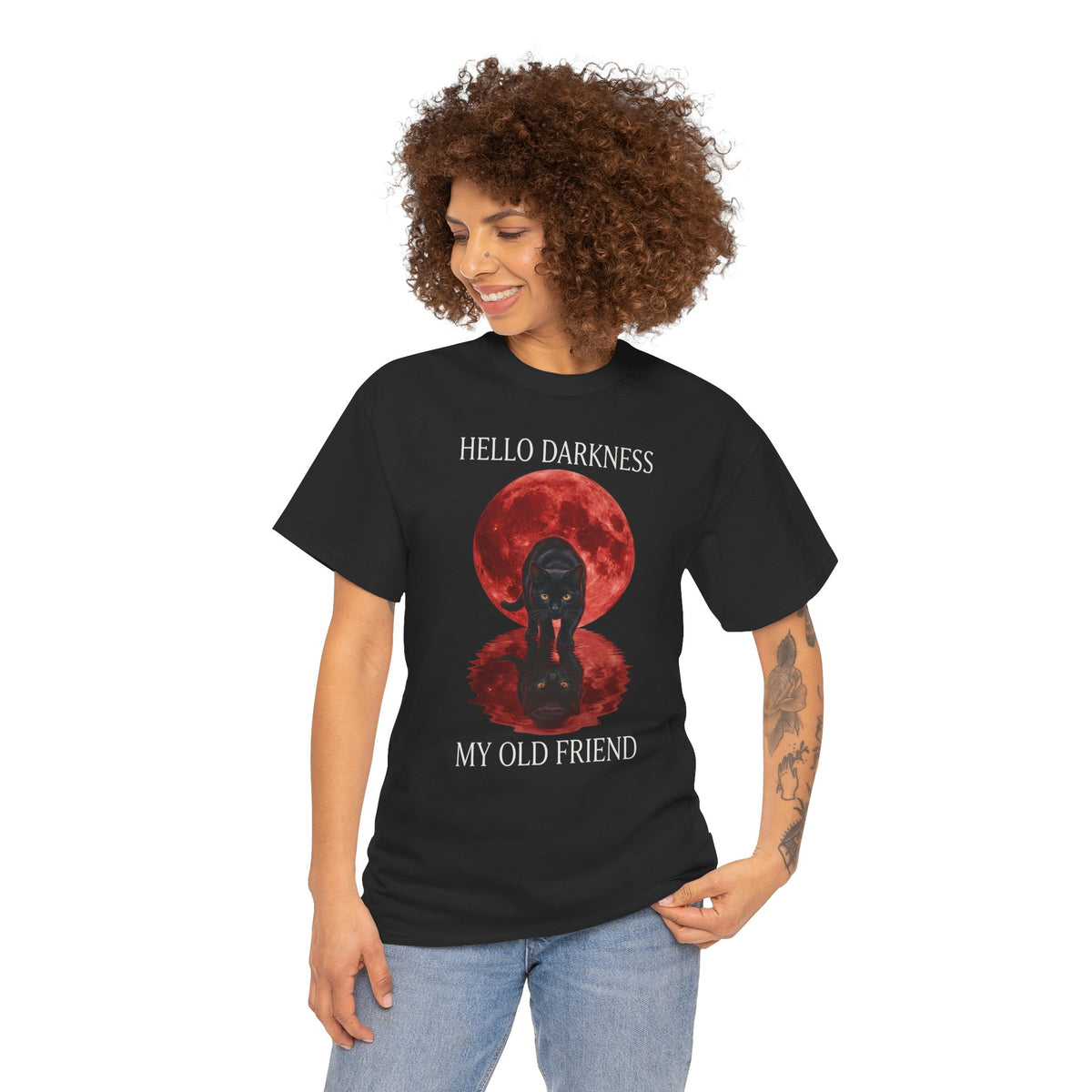 Hello Darkness My Old Friend Black Cat T-Shirt