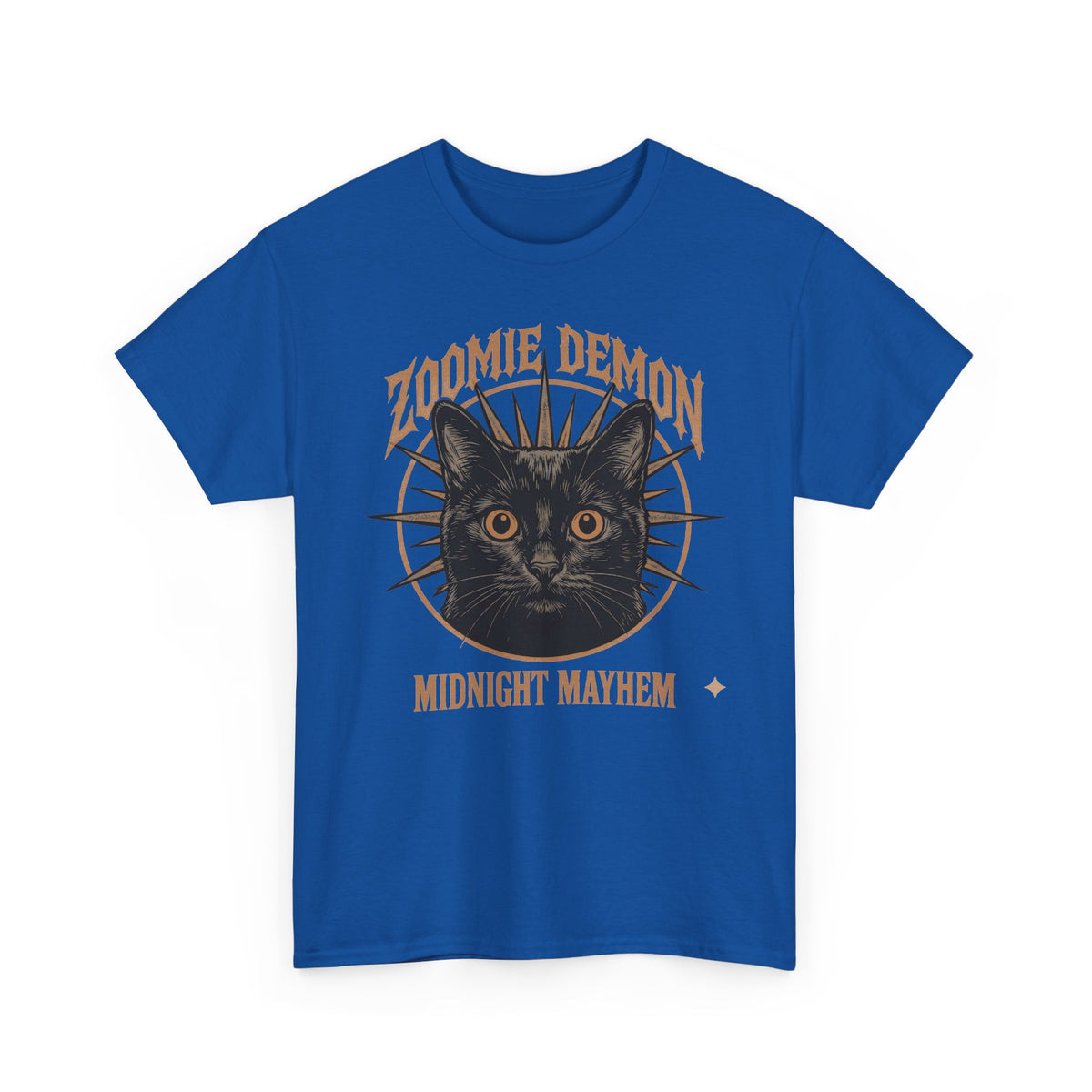 Zoomie Demon Cat T-Shirt — "Midnight Mayhem" Gothic Vintage Band Tee