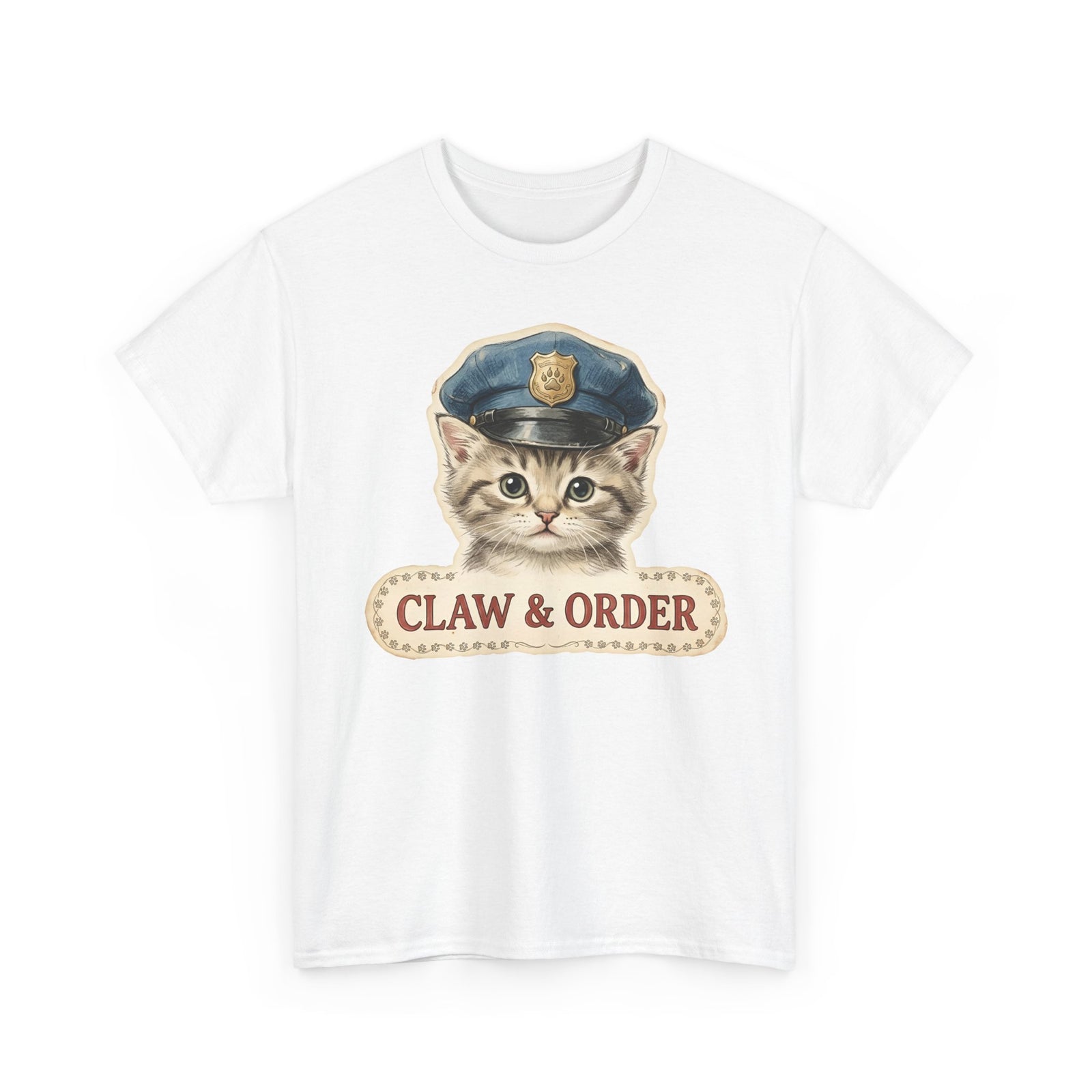 Claw and Order Cat T-Shirt — Funny Cat Crime Pun Tee