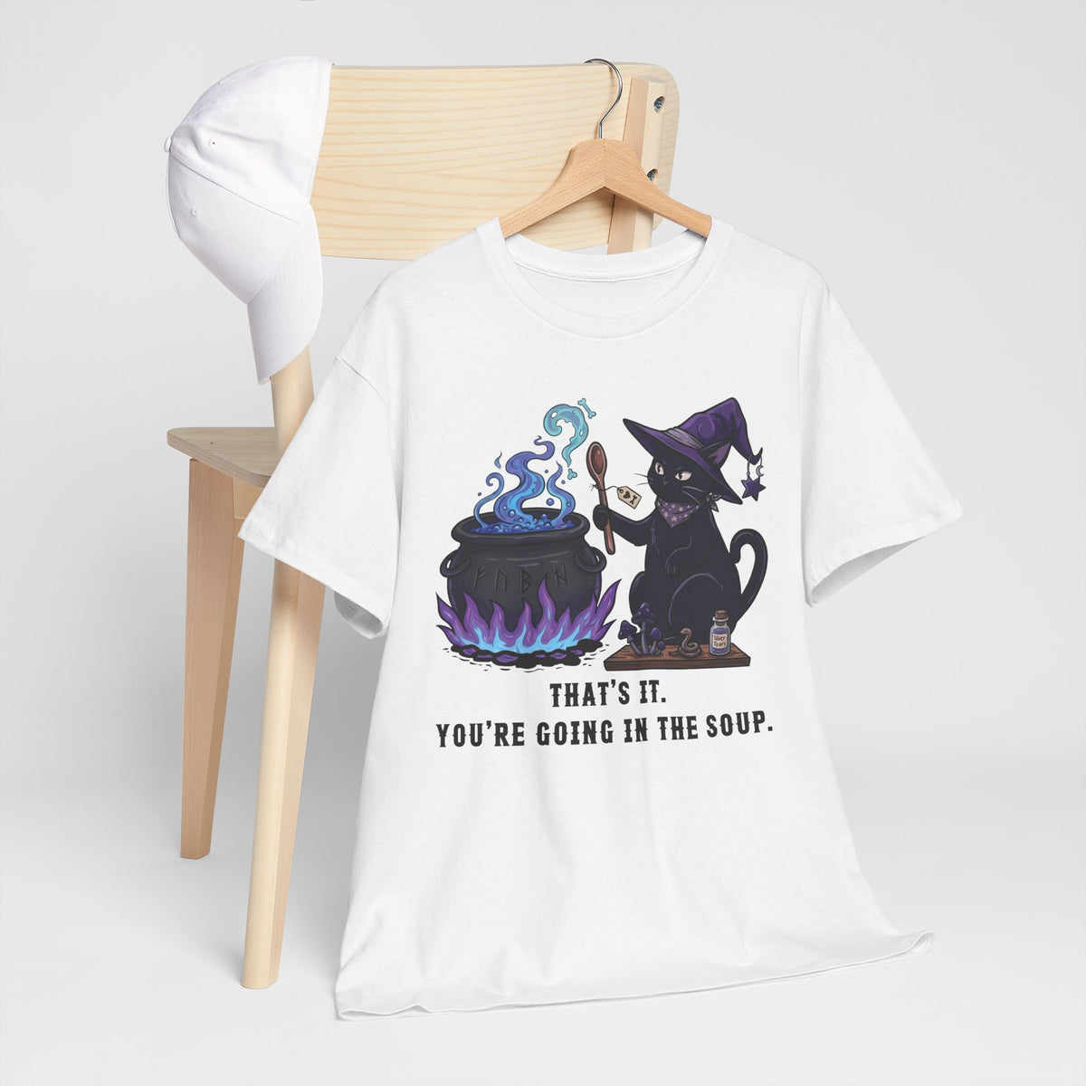 Black Cat “Purrfect Potion” Tee — Witchy Cat Graphic T-Shirt