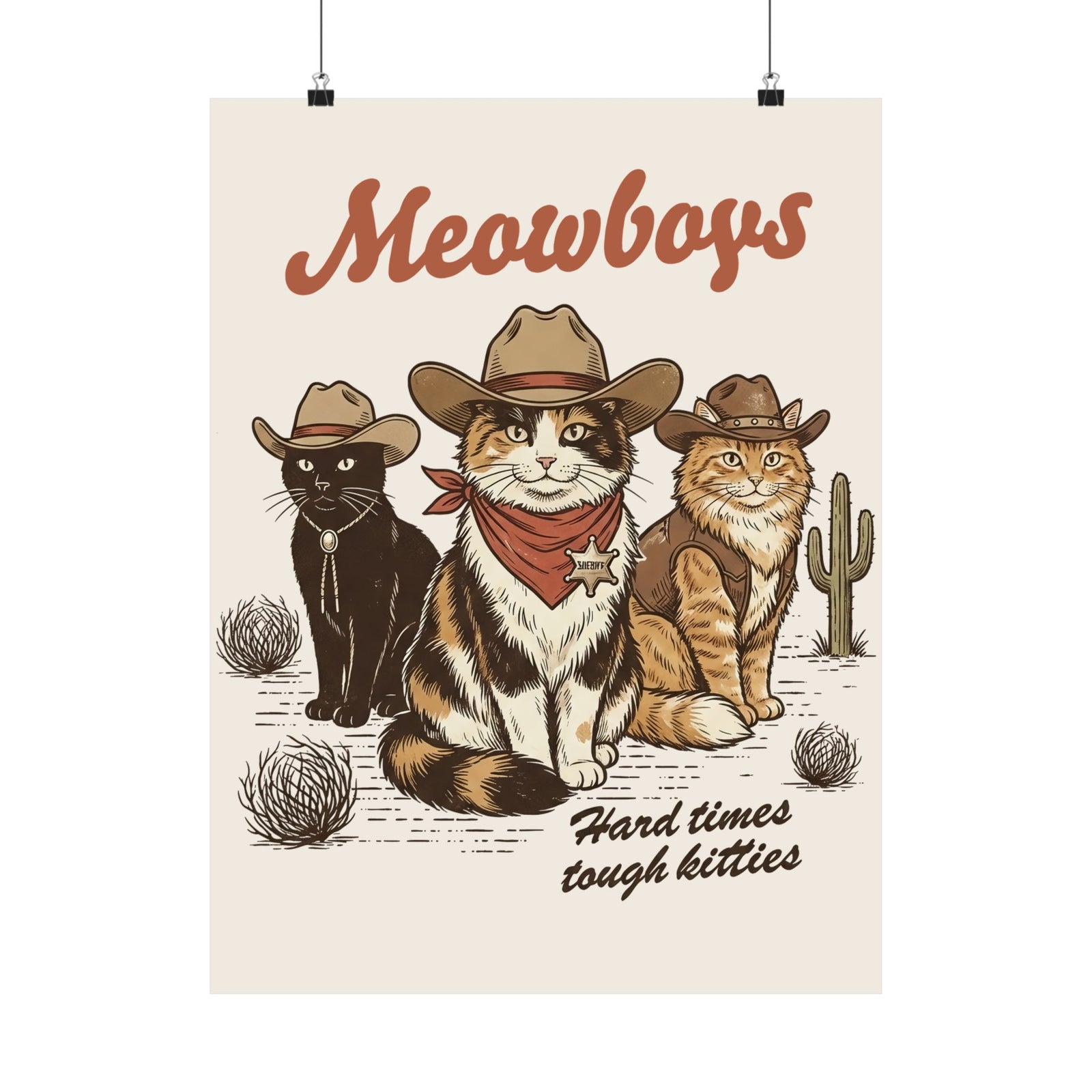 Meowboys Cat Cowboy Poster — Funny Western Cat Poster for Cat Lovers