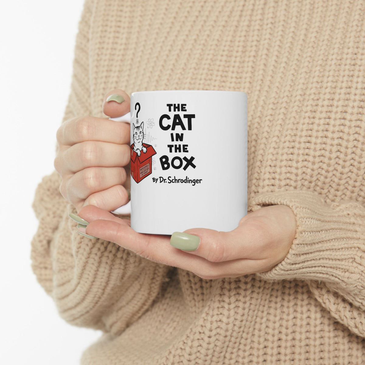 The Cat in the Box Ceramic Mug — Cute Cat in a Box Graphic Mug