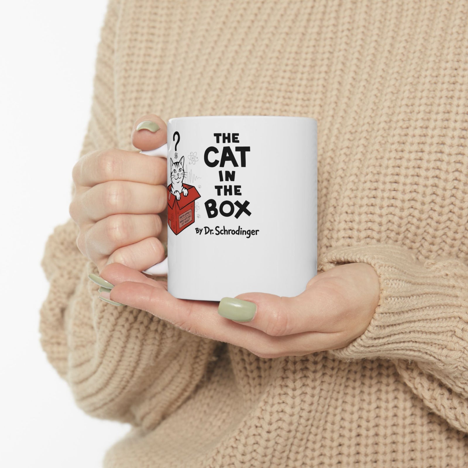 The Cat in the Box Ceramic Mug — Cute Cat in a Box Graphic Mug