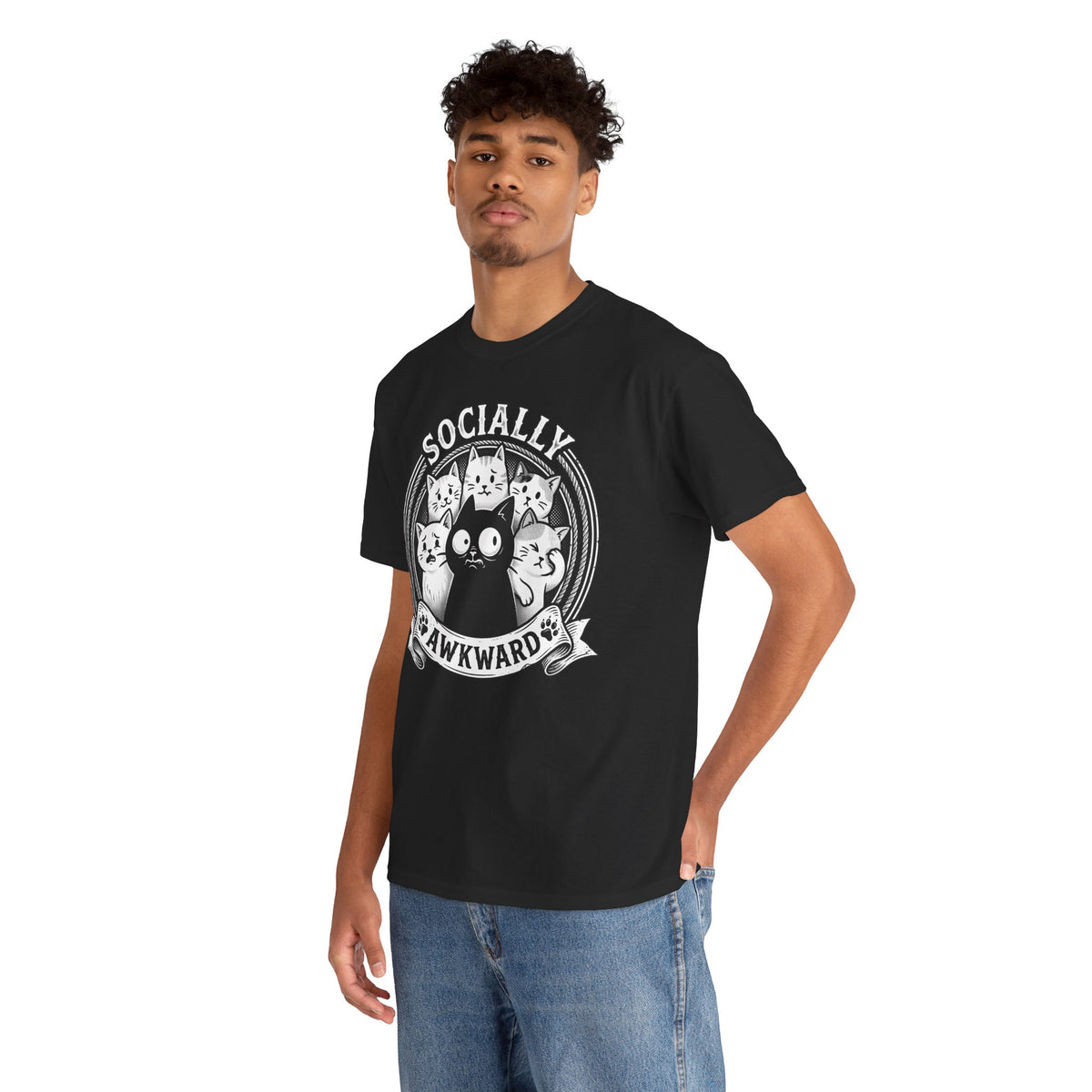 Socially Awkward Black Cat T-Shirt