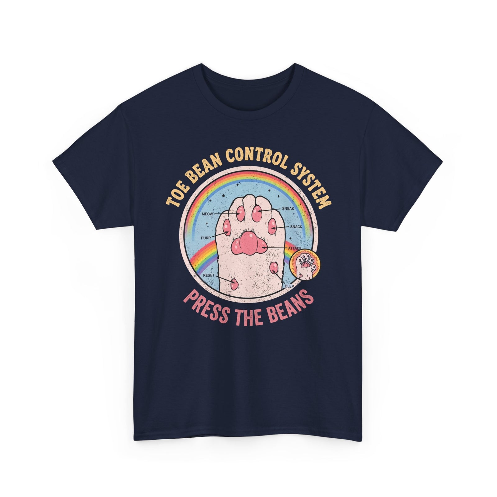 Toe Bean Control System T-Shirt — Funny Cat Paw Infographic Tee