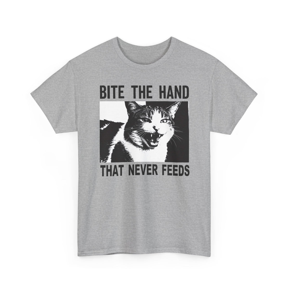 Cat Bite The Hand That Never Feeds Graphic Tee