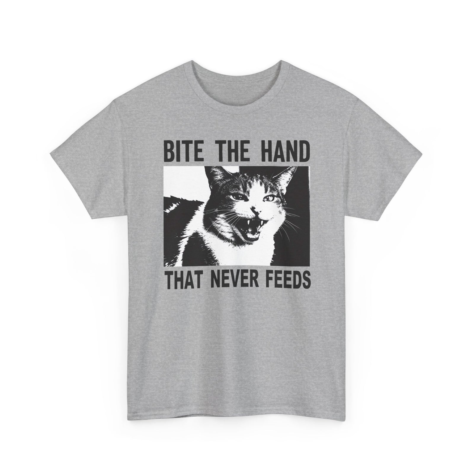 Cat Bite The Hand That Never Feeds Graphic Tee