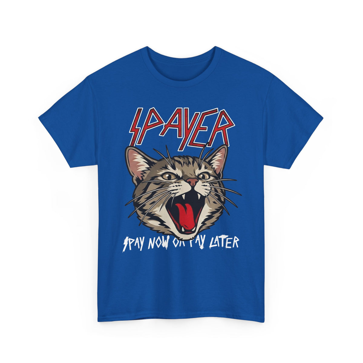 Slayer Cat Graphic Tee — "Pray Now Or Pay Later" Rock Band Style T-Shirt