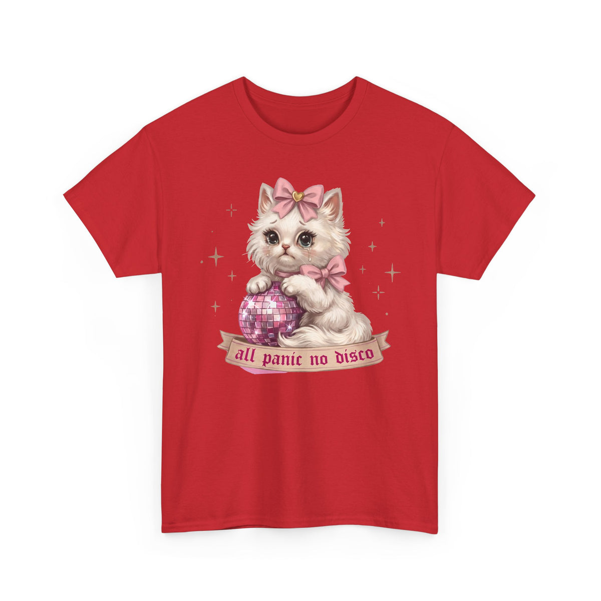 All Panic No Disco T-Shirt — Crying Kitten Pink Disco Ball Tee