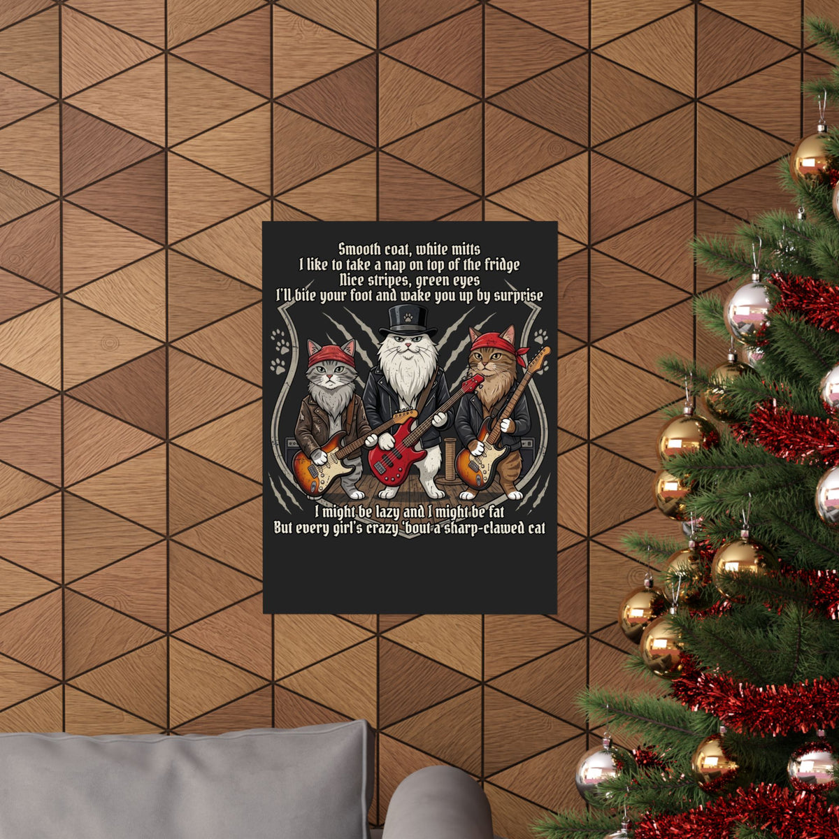 Cat Rock Band T‑Poster — "I Might Be Lazy" Funny Guitar Cats Poster