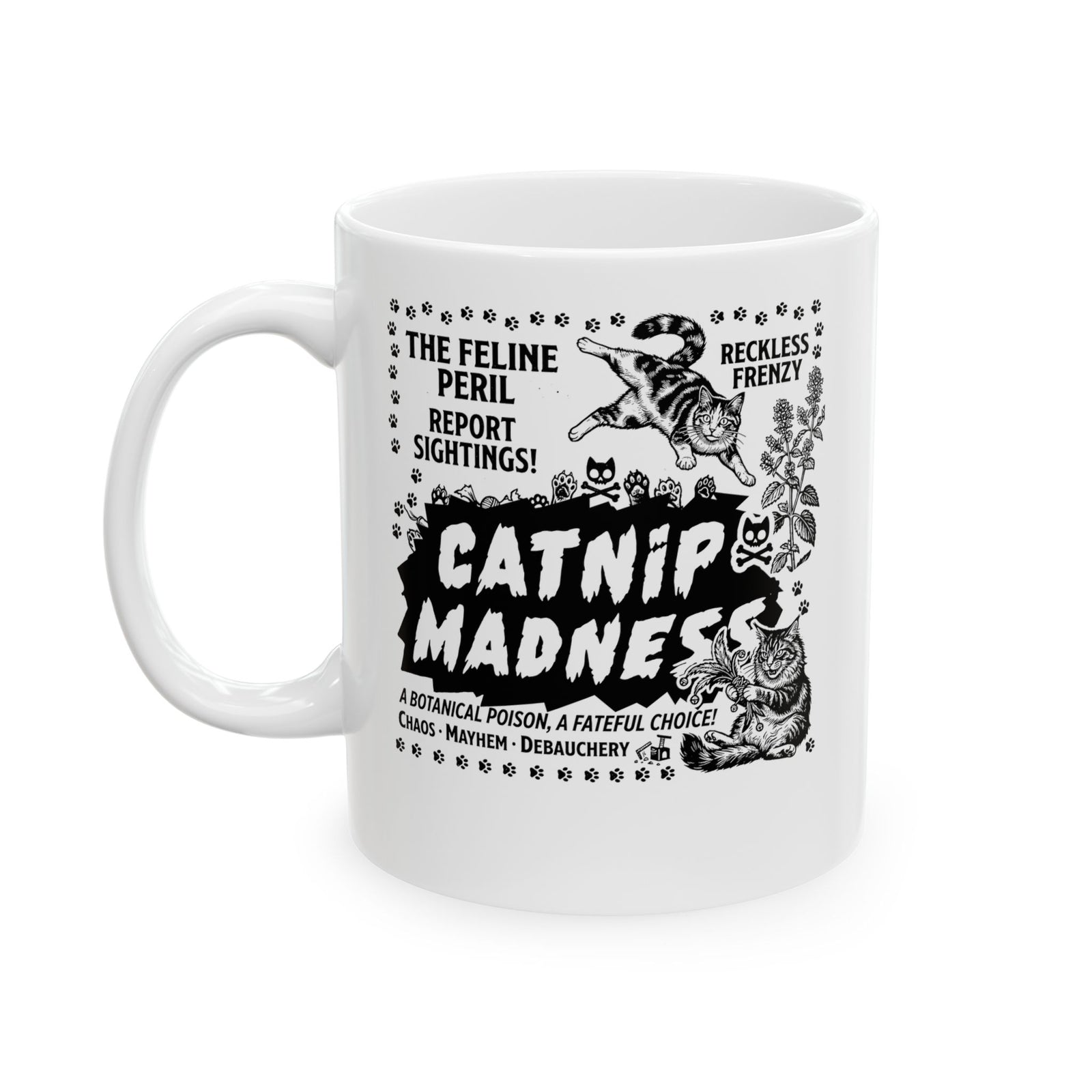 Catnip Madness Cat Ceramic Mug
