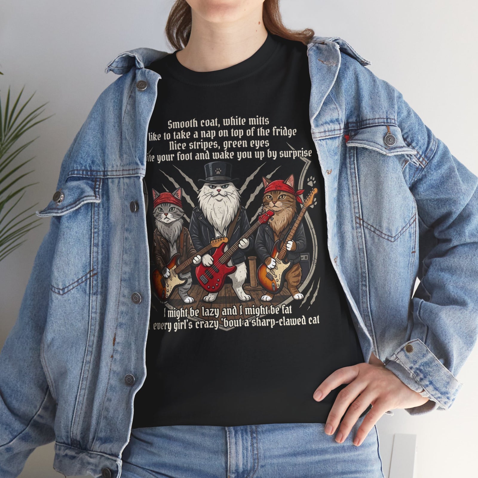 Cat Rock Band T‑Shirt — "I Might Be Lazy" Funny Guitar Cats Tee