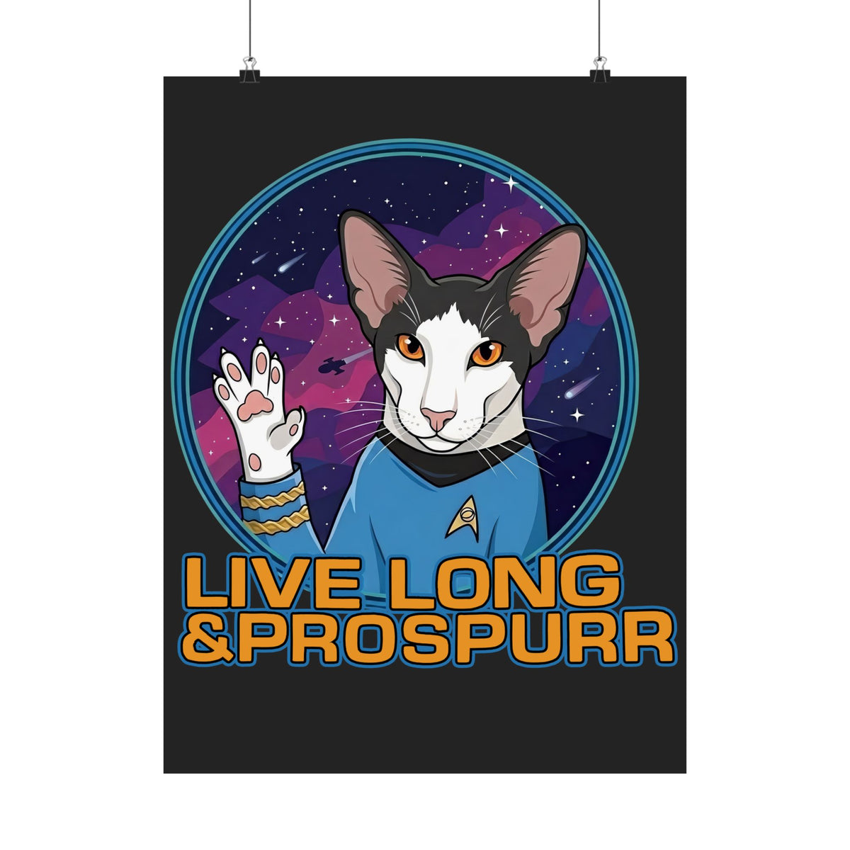 Sci‑Fi Cat 'Live Long Prospurr' Poster