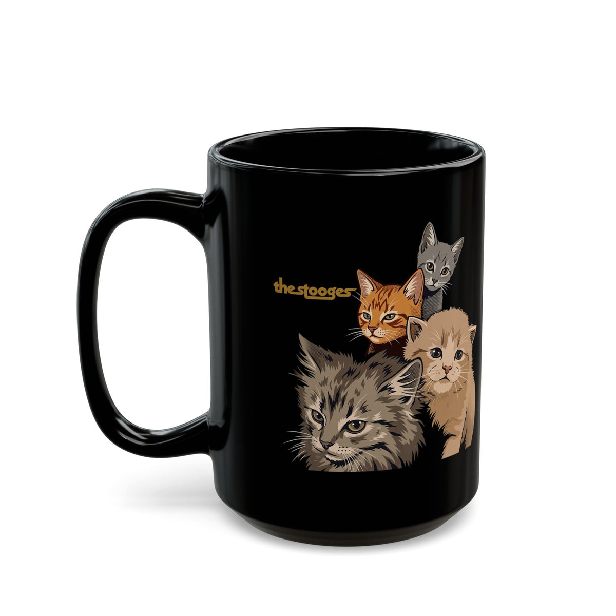 The Stooges Cat Black Mug