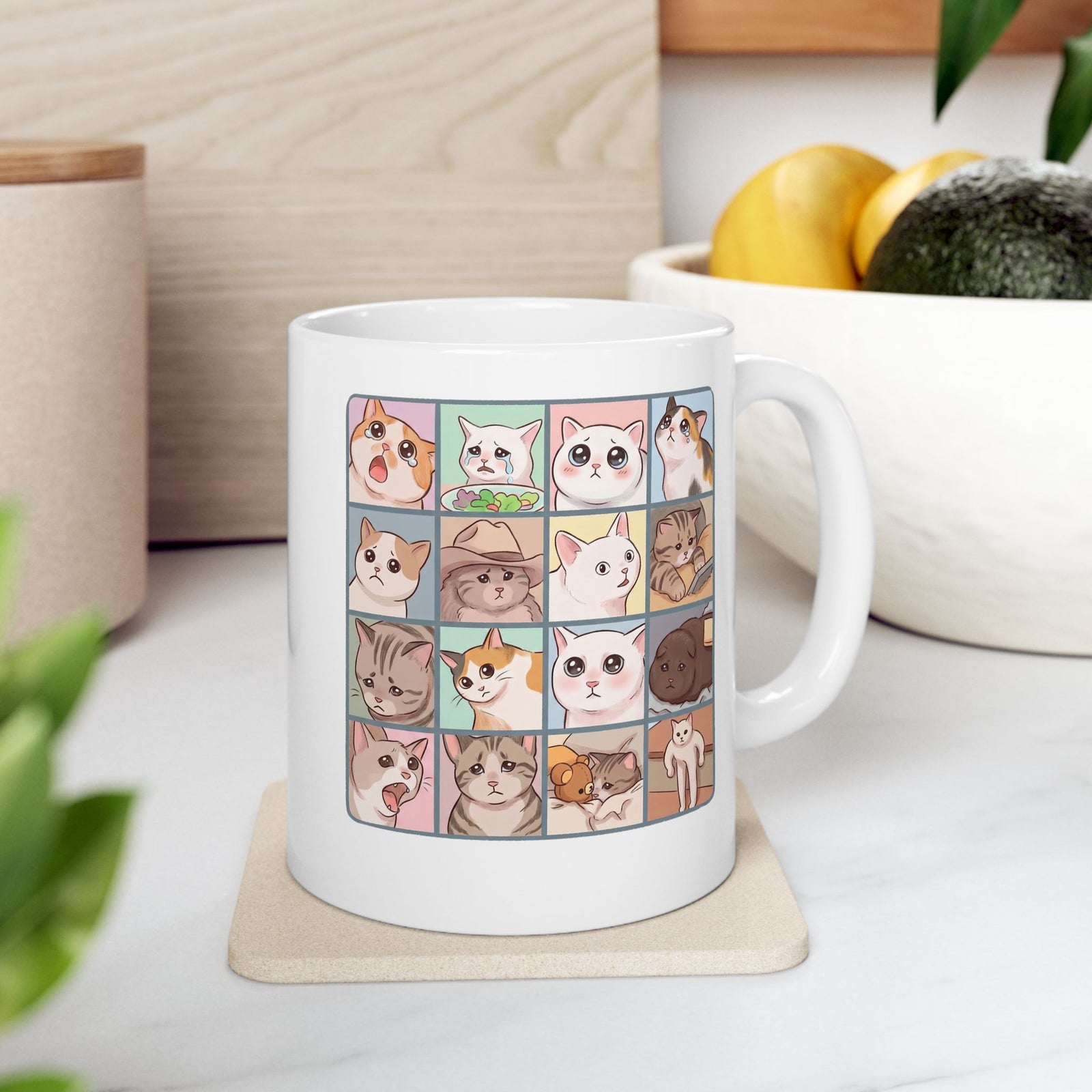 Cat Reactions Mug Funny Cat Memes Ceramic Mug