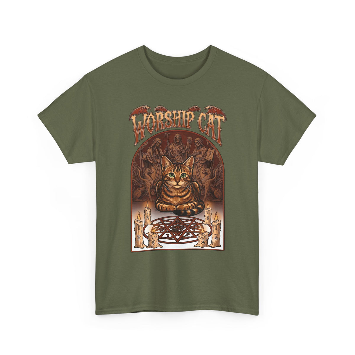 Worship Cat T-Shirt — Cute Cat Faith Graphic Tee