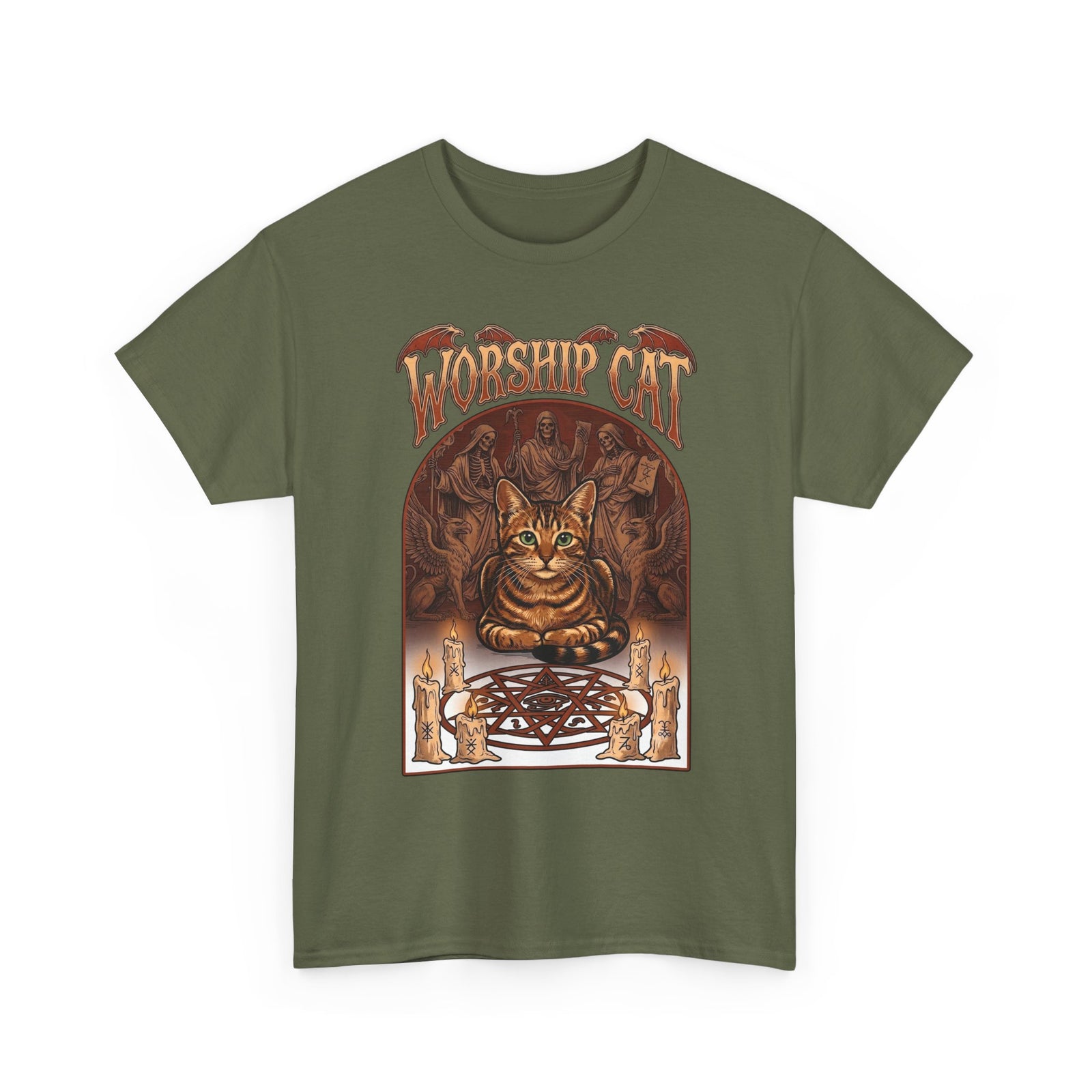 Worship Cat T-Shirt — Cute Cat Faith Graphic Tee