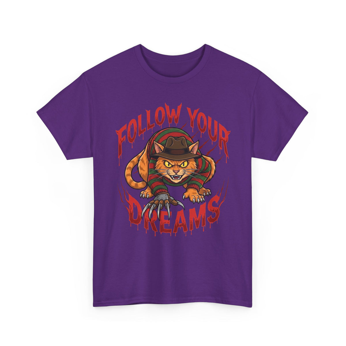 Follow Your Dreams Freddy Cat Horror Graphic Tee