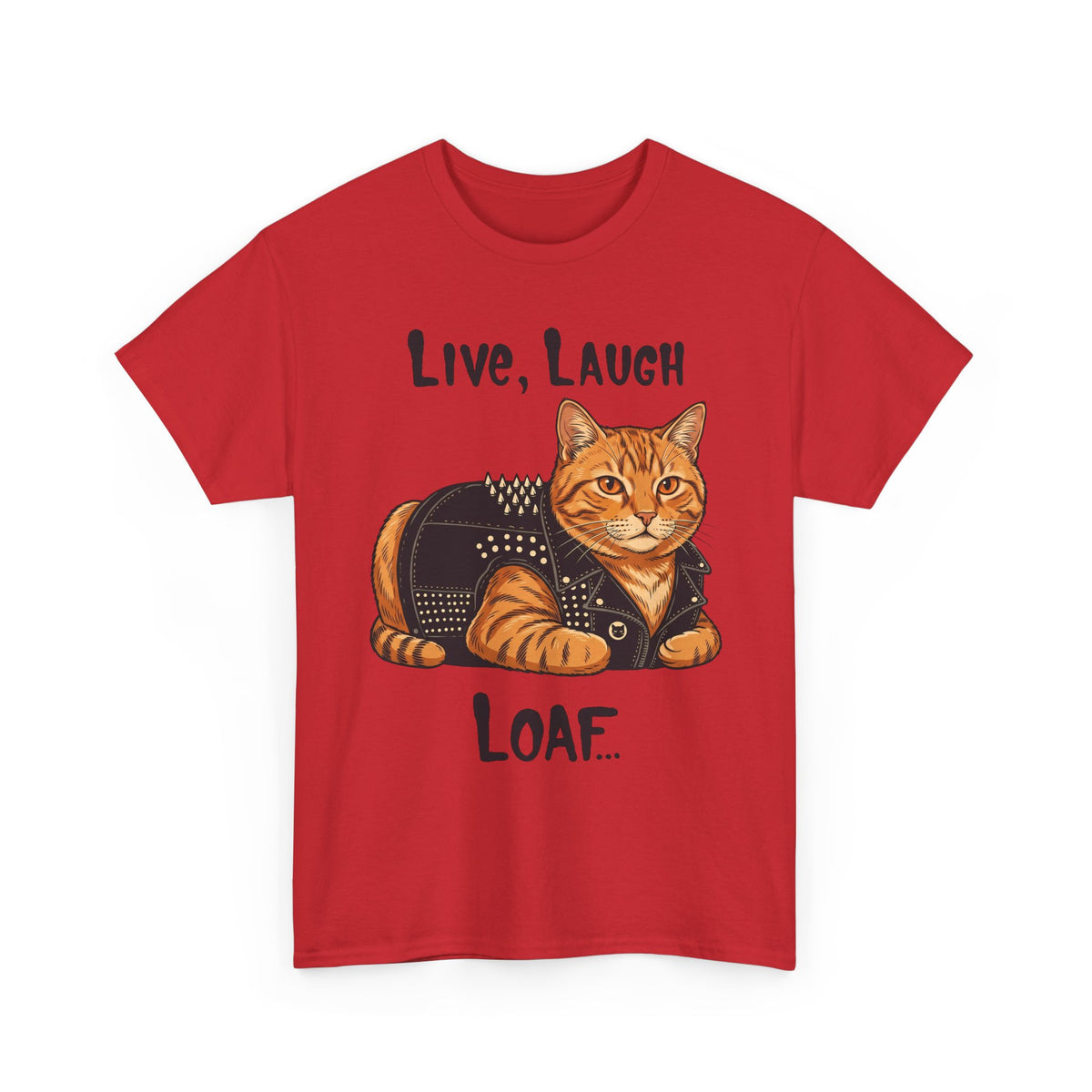 "Live, Laugh, Loaf" Punk Rock Orange Cat T-Shirt