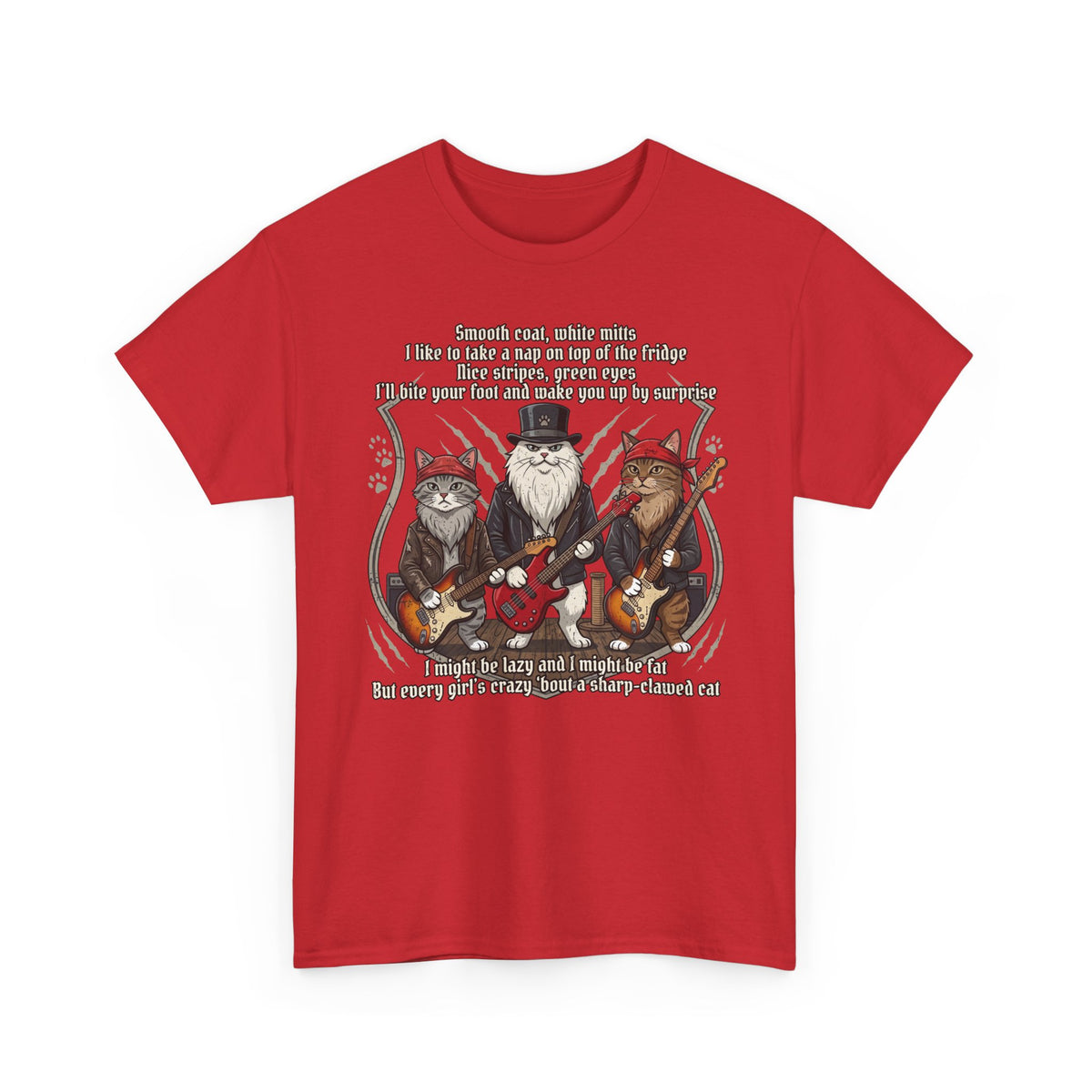 Cat Rock Band T‑Shirt — "I Might Be Lazy" Funny Guitar Cats Tee