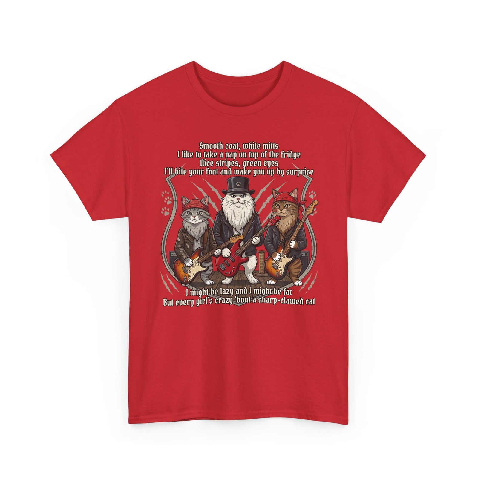 Cat Rock Band T‑Shirt — "I Might Be Lazy" Funny Guitar Cats Tee