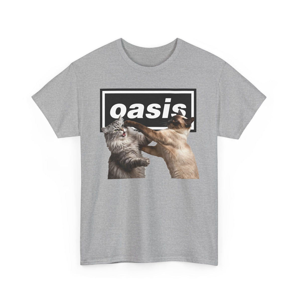 Oasis Cat Fight T-Shirt — Desert Cat Battle Graphic Tee