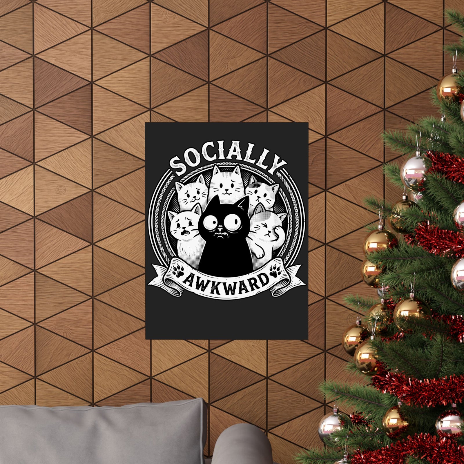 Socially Awkward Black Cat Poster