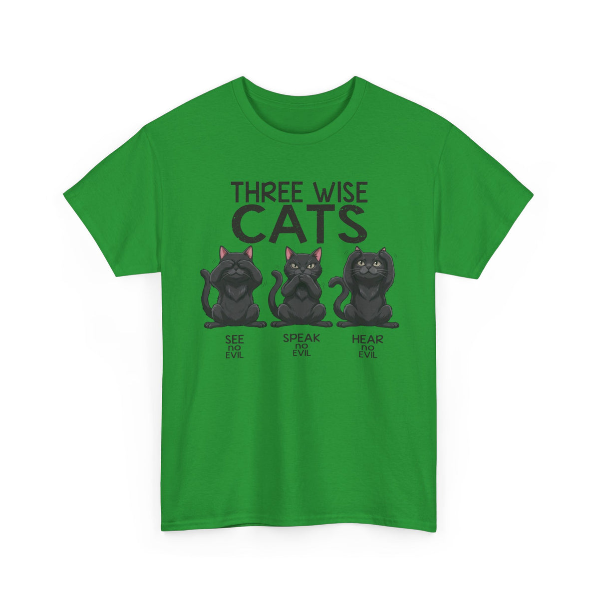 Three Wise Cats T-Shirt — See Speak Hear No Evil Black Cat Graphic
