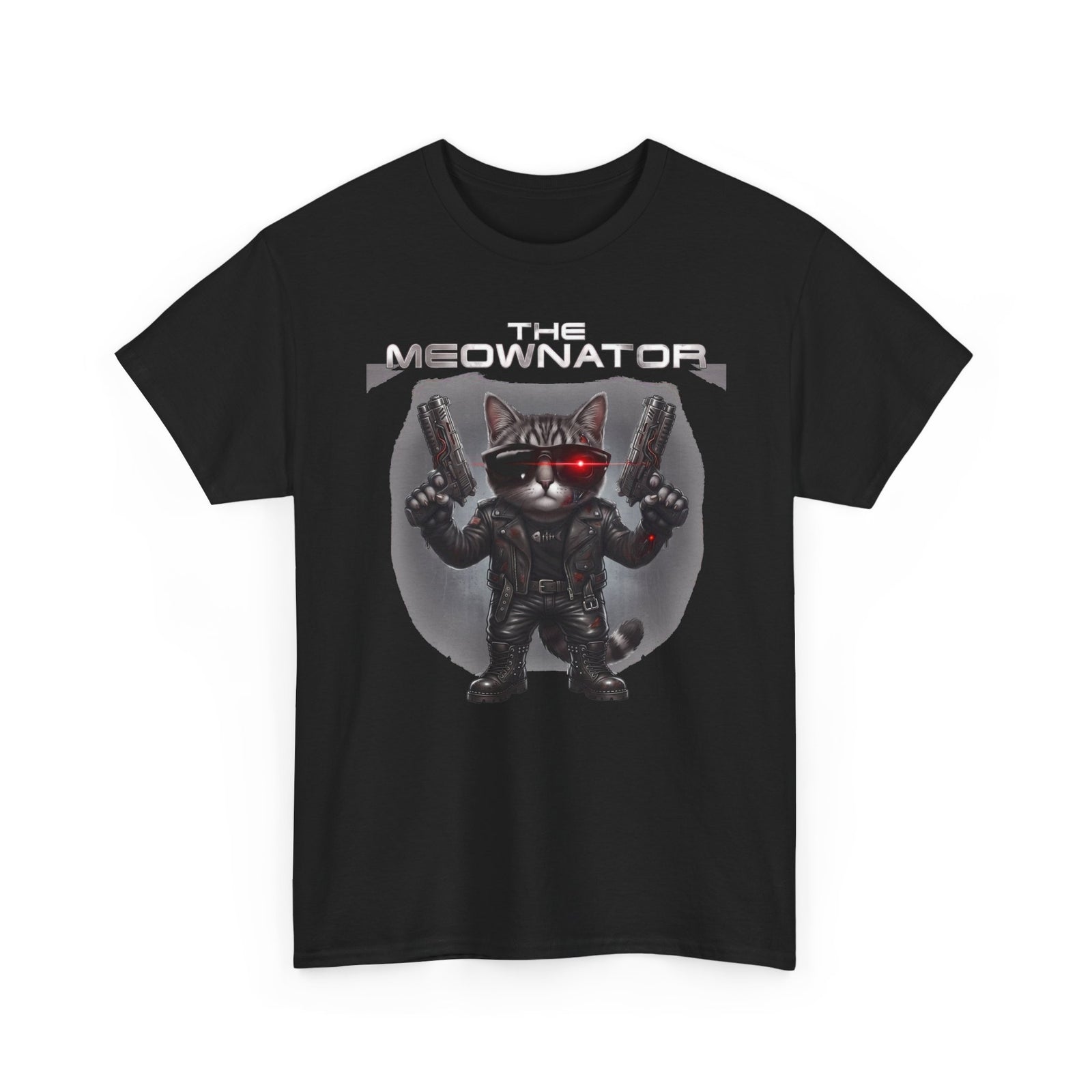 The Meownator T-Shirt — Funny Sci-Fi Cyborg Cat Parody Tee
