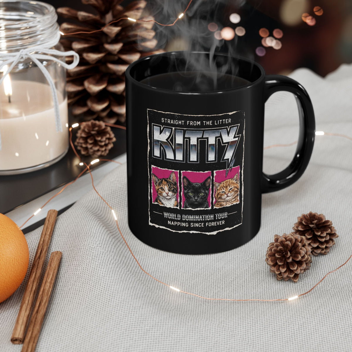 Straight From the Litter Kitty Black Mug Funny Cat Lover Mug