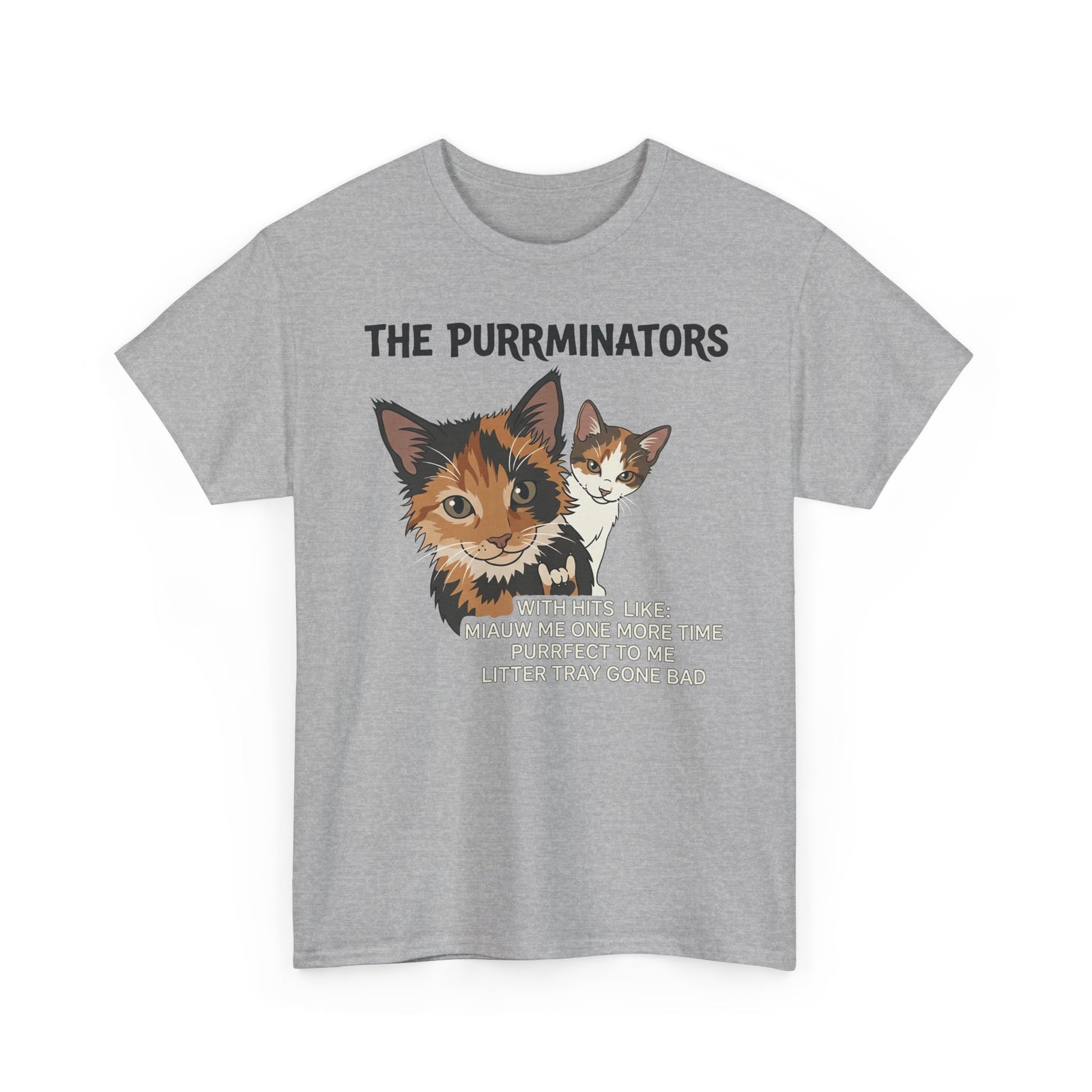 Cat Band Tee — "The Purrminators" Graphic T-Shirt