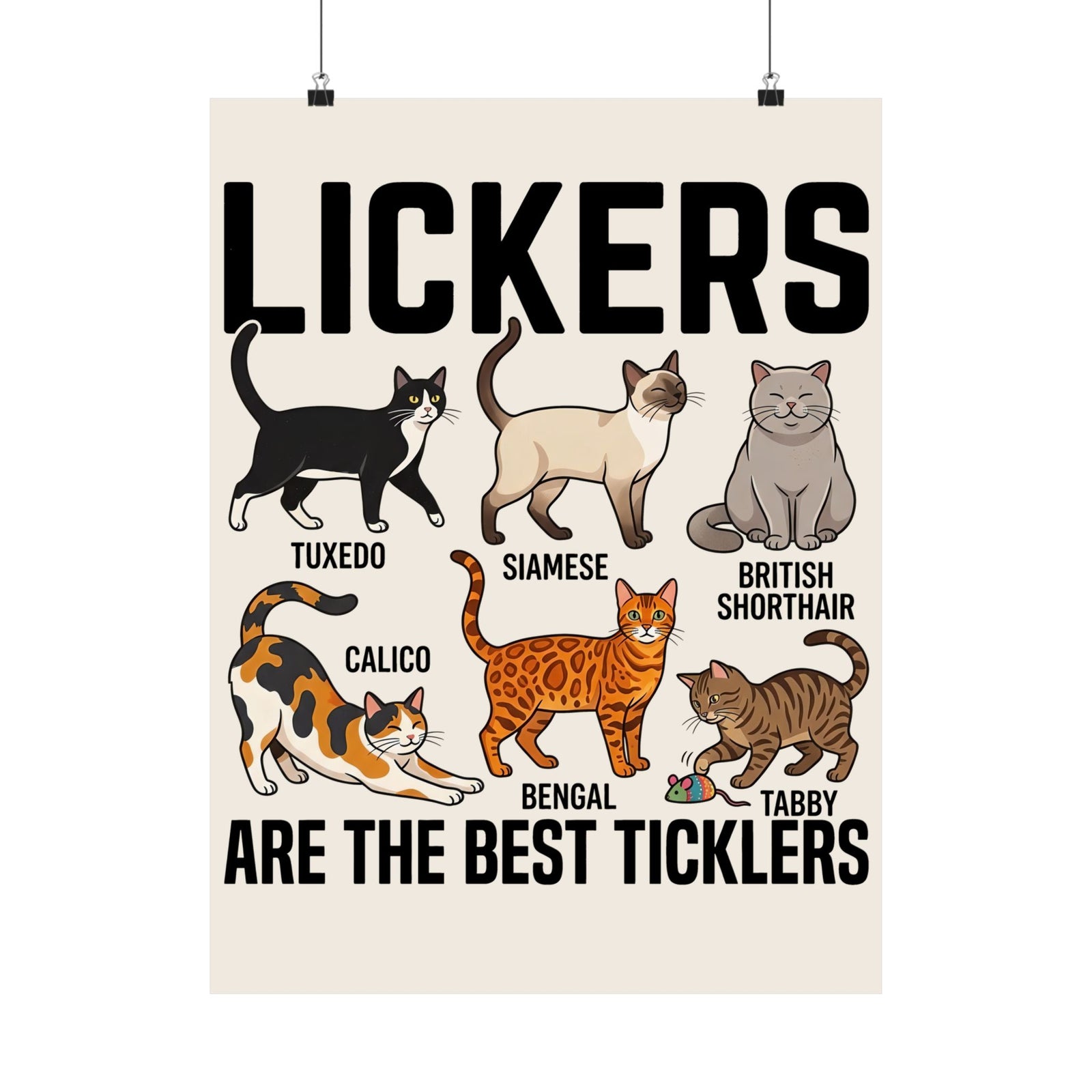 Cats Lickers Poster Funny Cat Lover Poster
