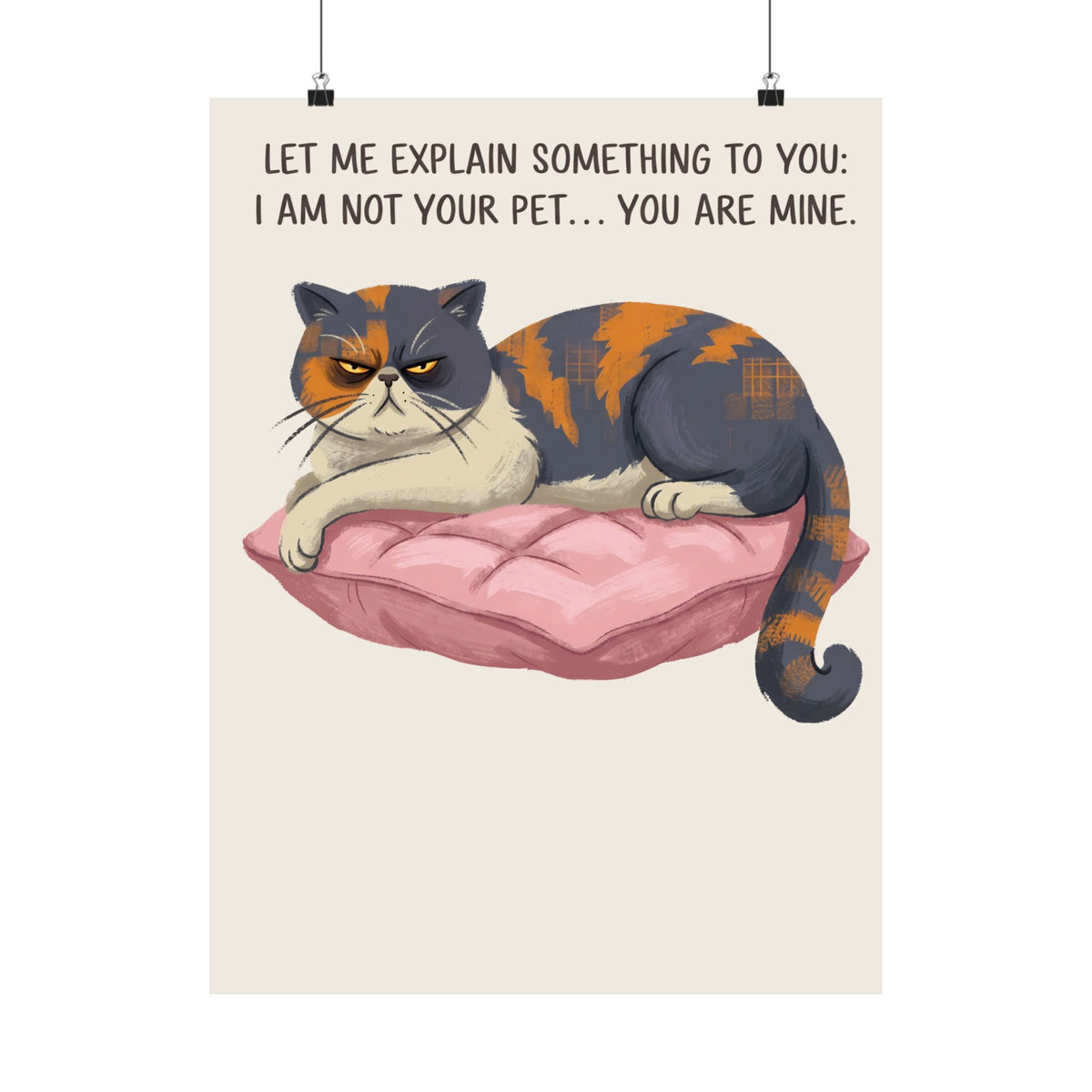 You Are Mine Cat Poster — Grumpy Exotic Shorthair Calico Graphic Poster